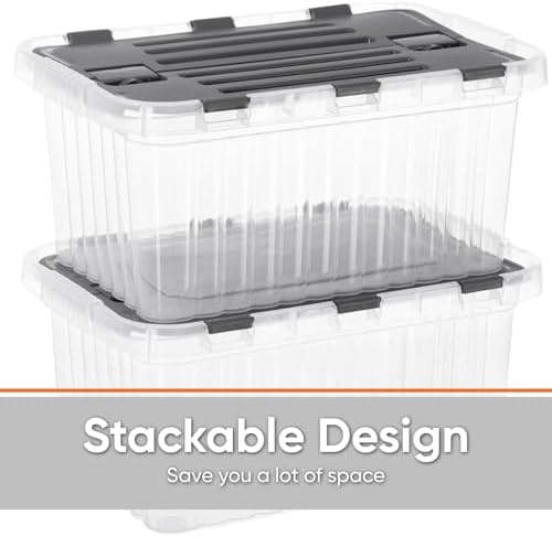 Superio Clear Storage Bin with attached Lid, 27.5 Quart Storage Box with Hinged lid - Image 5