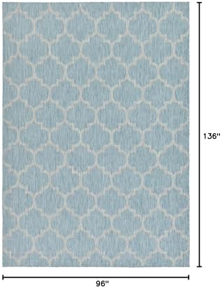 Unique Loom Outdoor Trellis Collection Area Rug (8' x 11' 4" Rectangle, Aquamarine/ Gray) - Image 2