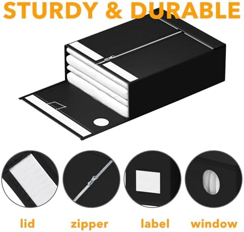 SpaceAid 9 Pack Bed Sheet Organizers and Storage, Foldable Sheet Organizer with Window for Linen Closet, Set Folder Keeper for Queen & King Size Bedding Storage (Black) - Image 6
