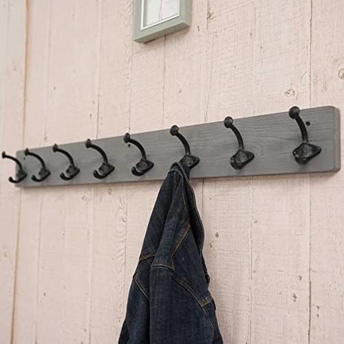 WEBI Rustic Coat Rack Wall Mount,35.43" Long 8 Cast Iron Coat Hooks Wall Mounted,Heavy Duty Wall Coat Hanger Hooks for Hanging Coats,Clothes,Jacket,Gray,2 Packs - Image 6