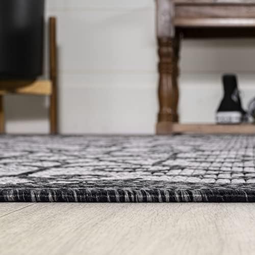 Eyely Filigree Weave Runner Rug 2X10 Lt Gray/Black, Indoor Outdoor Rug - Image 6