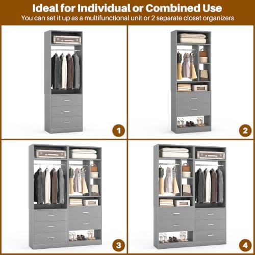 Besiost Closet Systems with 5 Drawers, Closet Organizer System - Image 6