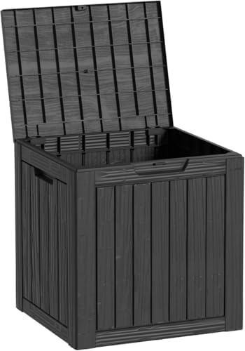 35 Gallon Outdoor Deck Box, Lockable Waterproof Outdoor Storage Boxes For Garden Tools,Indoor Cushions,Accessories Outside Storage Resin Weatherproof Container, Black by GraceYourYard