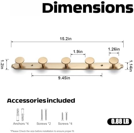 Goo-Ki Champagne Bronze Coat Rack Wall Mount with Keelplate Backplate, Heavy Duty Zinc Coat Hooks Wall Mounted, Modern Soft Gold Hat Hanger and Towel Rack for Entryway, Mudroom, and Bathroom(5 Hooks) - Image 2