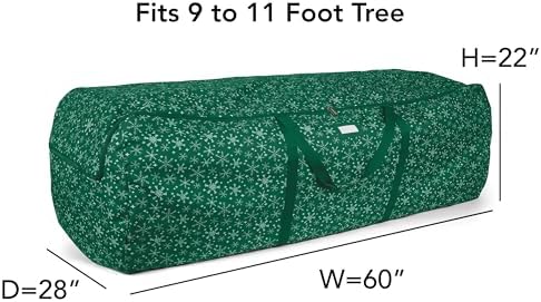 Covermates Keepsakes Garland Duffle Bag - Durable Polyester, Reinforced Handles, Fits up to 25 Foot Garland Depending on Thickness - Holiday Storage, Green Snowflake - Image 3