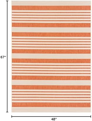 SAFAVIEH Courtyard Outdoor Area Rug 4'x5'7", Terracotta & Beige CY6062-241 - Image 2