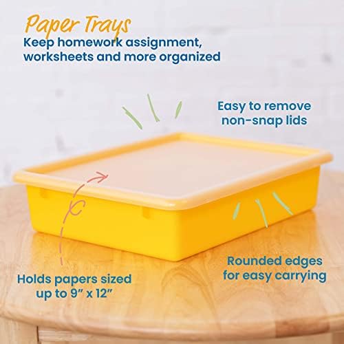 ECR4Kids Letter Size Tray Organizer with Lid, Small, 10-Piece, Assorted - Image 3