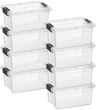 Superio 3.4 Quart Clear Plastic Storage Boxes with Lids, Stackable Organizer Containers, BPA-Free Storage Bins for Home, Office, School & Dorm, 8 Pack by Superio
