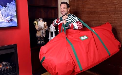 HOLDN’ STORAGE Christmas Tree Bag Heavy Duty 600D Oxford - Christmas Tree Bags Storage Fits Up To 7.5Ft, Extra Wide, Waterproof Storage Bags with Reinforced Handles & Zipper - Red - Image 2
