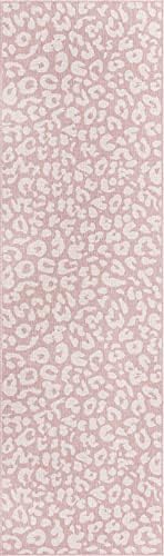Unique Loom Outdoor Safari Collection Area Rug - Leopard (2' 11" x 10' Runner, Pink Ivory/Ivory) - Image 3