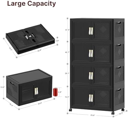 736QT Stackable Storage Bins with Lids, 184Gal Foldable Storage Cabinets - Image 2