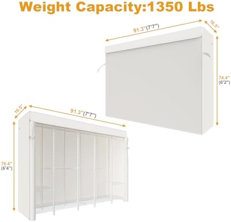 ULIFHOME H50C Clothes Rack with Cover, Large Covered Clothing Rack, White - Image 5
