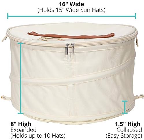Hat Storage Box | Stuffed Animal Toy Storage | Stackable Round Pop-up Container | Travel Hat Boxes for Women & Men | Closet Organizer w Lid | Dust Cover Cowboy Sun Beach Hats (Ivory, 1 Pack) - Image 5