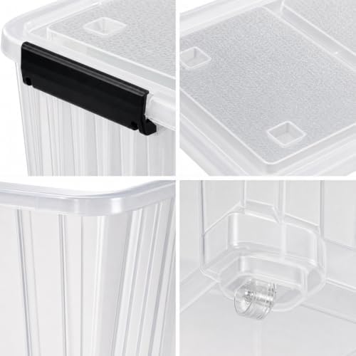 4-Pack 50 Quart Plastic Storage Bins Wheels & Latching Lids - Image 4