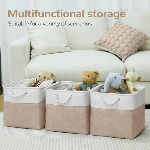 13x13 Inch Foldable Fabric Cube Storage Bins with Handles 6 Pack - Image 5