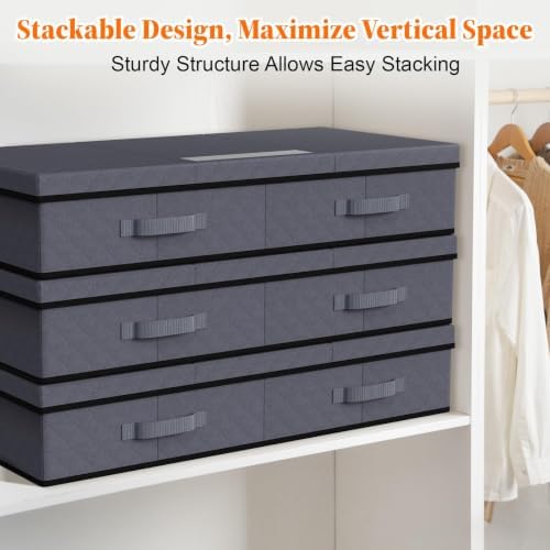 StoreHappily Under Bed Storage Containers with Lids, 3 Pack Foldable Grey - Image 6