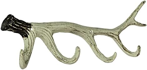 Zeckos Decorative Wall Hooks, 16 Inch Cast Iron Deer Antler Rack - Image 2