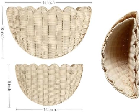 Scalloped Wall Basket Set of 2,Boho Hanging Wicker Wall Baskets - Image 7