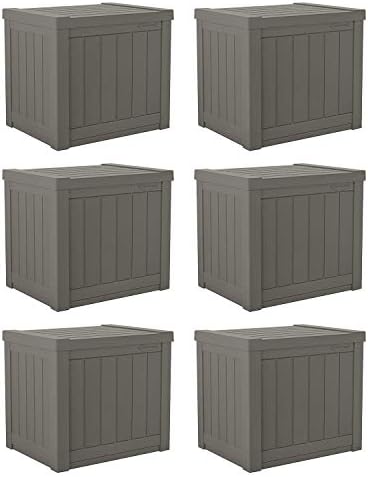 Suncast SS500ST 22 Gallon Small Resin Outdoor Patio Storage Deck Box (6 Pack) by Unknown
