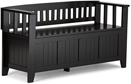 SIMPLIHOME Acadian 2-Seater Storage Bench and Cabinet Set in Black - Image 5