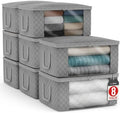 Sorbus Medium Clothes Storage Bags - Foldable Blanket Storage Bins for Organizing Bedroom, Closet, Clothing, Comforter, Organization with Clear Window, Lids and Carry Handles - Set of 8 by Sorbus