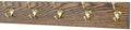 PegandRail Oak Wall Mounted Coat Rack with Solid Brass Hooks 4.5" Ultra Wide (Walnut, 25.5" x 4.5" with 5 Hooks) by PEG+AND+RAIL