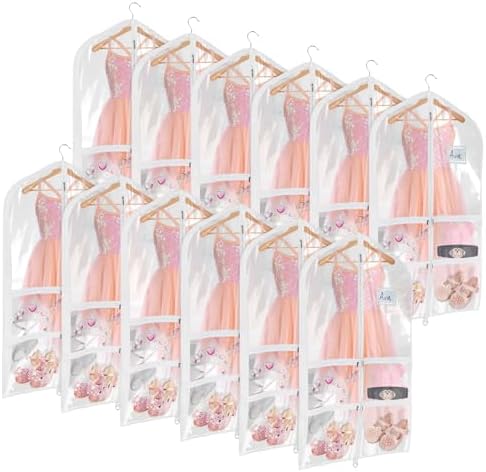 Univivi 40 Inch Dance Costume Garment Bags for Dancers, Clear, 12 Pack by Univivi