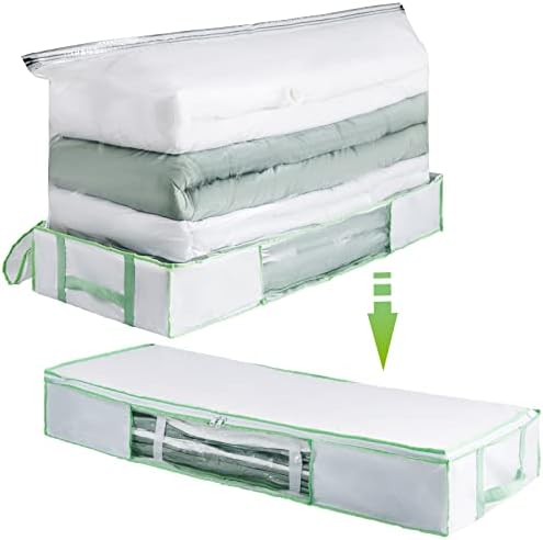 TAILI Under Bed Comforters Storage Container, Save 80% Space, Large Capacity Foldable Under Bed Storage Box for Quilts Pillow Blankets Linen, , 41" x 17.7" x 6", Jumbo Comforters Vacuum Storage Bag by TAILI