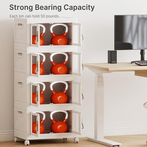 336QT Stackable Storage Bins with Lids, 84Gal Foldable Storage Cabinets - Image 4