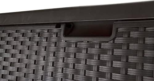 Suncast 99 Gallon Deck Garden Garage Home Wicker Resin Pool Box, Mocha (3 Pack) - Image 6