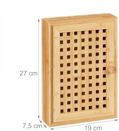 Relaxdays Bamboo Key Cabinet - Natural, 27x19x7.5cm - Image 3