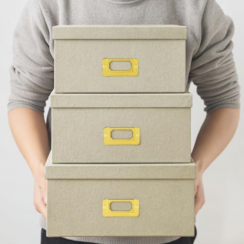 Soul & Lane - Light Gray Decorative Storage Boxes with Lids, Set of 3 - Image 2