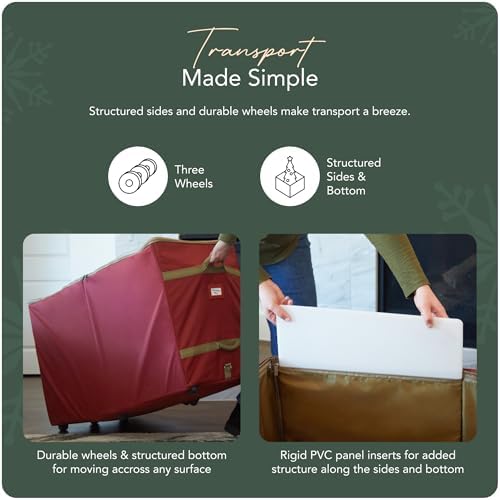Covermates Christmas Tree Structured Rolling Storage Bag, Red - Image 5