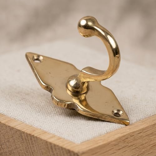 Unlacquered Solid Brass Wall Hooks – Heavy Duty Handmade Coat Hooks for Wall Mount | Decorative Brass Towel Hooks for Bathroom, Robes, Jackets, Towels | Vintage Rustic Coat Hanger (Set of 2) - Image 3