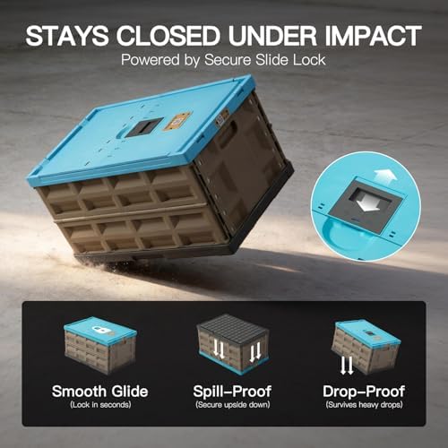 Heavy Duty Collapsible Storage Bins with Attached Lids, 12 Gal, 3 Pack - Image 4