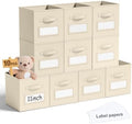 Teenyyou 10 Pack Fabric Storage Cubes 11 Inch Collapsible Cube Bins with Label Window & Handle Foldable Organizers Baskets for Shelf Closet Nursery Kids Room Clothes Book Toy(Beige) by Teenyyou