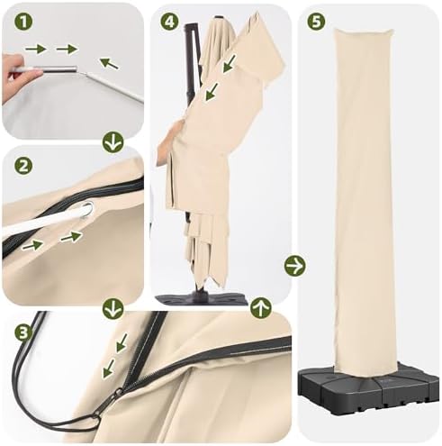 Patio Cantilever Umbrella Outdoor Waterproof Cover with Zippe - Image 4