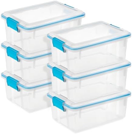 Sterilite Gasket Storage Box with Lids for Home & Office, 12 Quart, 6-Pack by Sterilite