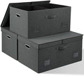 Graciadeco 75 Quarts Extra Large Decorative Storage Bins with Lids, 3 Packs Dark Gray Collapsible Storage Bins with Lids, Stackable Storage Bins Decorative Box Storage With Lid Extra Large by GraciadecoStorage
