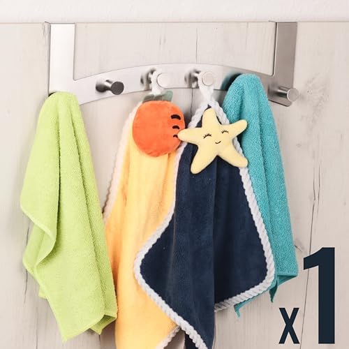 RICOO Over Door Hooks Hanger - Heavy Duty Door Hanger with 6 Hooks, Stainless Steel Over Door Hook Rack for Coats, Hats, Bags, Clothes, Towels - MH027S-6, 1 Piece - Image 7