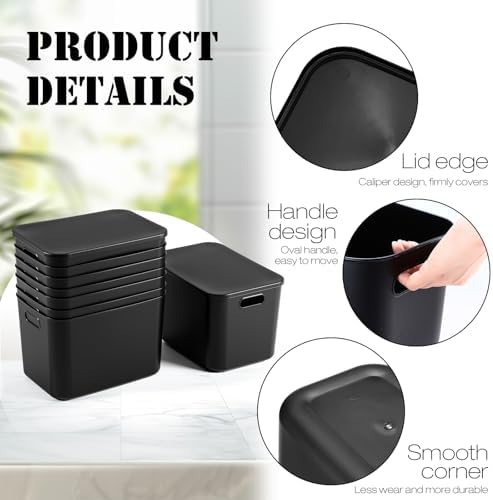 Hoolerry 8 Pieces Storage Bins, 14.2 x 10.2 x 9.5 Inch, Black - Image 3