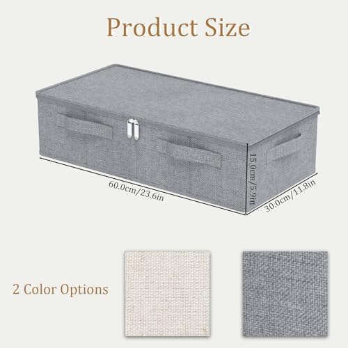 Underbed Fabric Storage Box with Lids,23.6x11.8x5.9in,Grey,3 Pack - Image 6