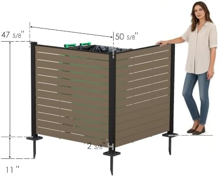 Kozyard 50" W x 48" H Outdoor Privacy Screen with Aluminum Posts, Air Conditioner Fence Panels, Pool Equipment Enclosure, Trash Can Screen Fence Kit for Outside Backyard Patio, Taupe, 2 Panels - Image 7