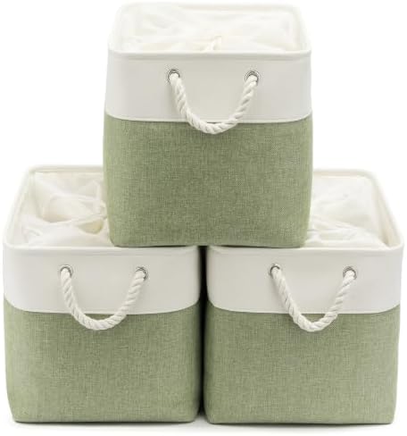 16x12x12 In Foldable Fabric Large Storage Bins with Handle 3 Pack by VQRTEXAStorageBasket