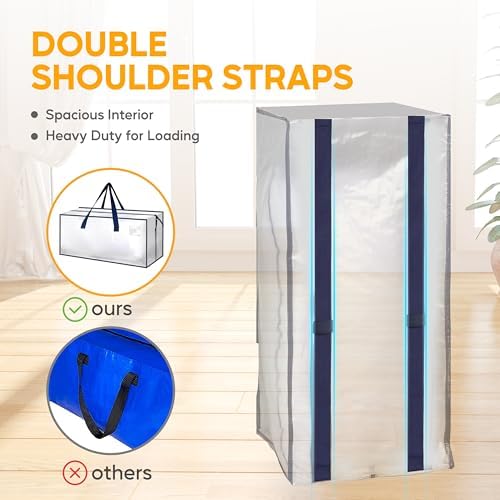 HealSmart 8 Pack Extra Large Moving Bags with Zippers & Carrying Handles, Heavy-Duty Storage Tote Moving Boxes for Dorm Room Essentials Storage Bags, Clear - Image 5