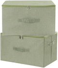 ANMINY Fabric Storage Bins with Zipper Lids, 18"x14"x10", Green, 2 PCS by ANMINY