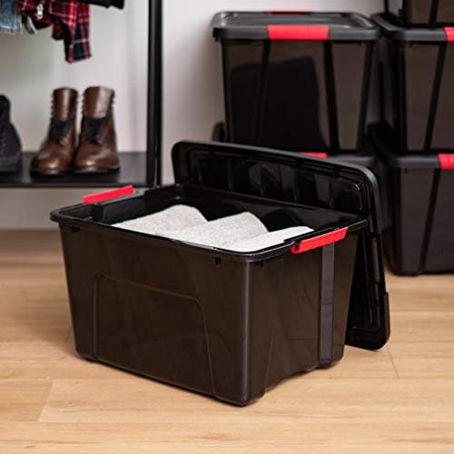 IRIS USA 6-Pack 40 Quart Storage Bins with Lids, Black - Image 5