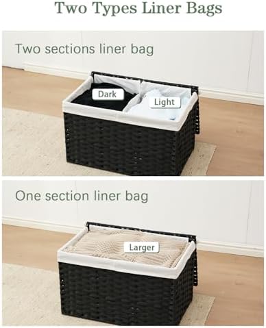 SETVSON Storage Basket with Lid Wicker Baskets for Storage, 160L Black - Image 6