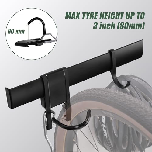 Wall 2/3/4 Bike rack, Fits Max 3 Inch for Mountain Bike eBike, 110 lbs Weight Capacity, with Helmet Hook, Modular Hook Track Design Heavy duty Wall mount Bicycle Hanger for Garage Storage - Image 3