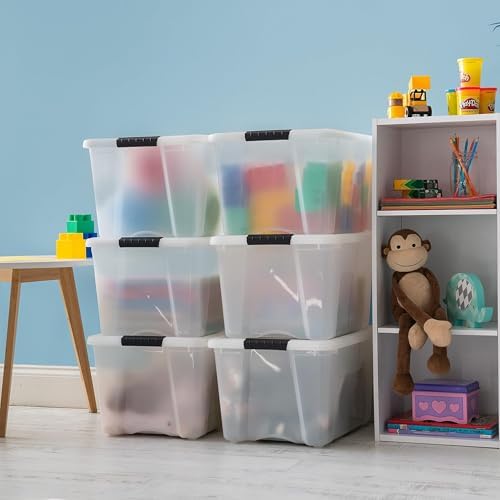 IRIS USA 6-Pack 40 Quart Storage Bins with Lids, Pearl - Image 4